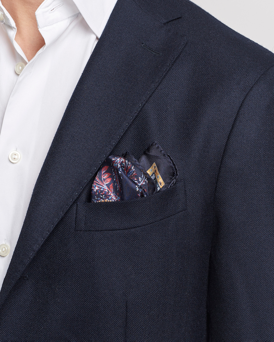 Homme | Sections | Etro | Printed Silk Pocket Square Navy