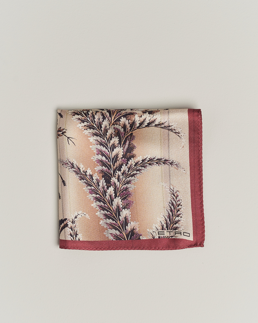 Homme | Etro | Etro | Printed Silk Pocket Square Beige/Burgundy