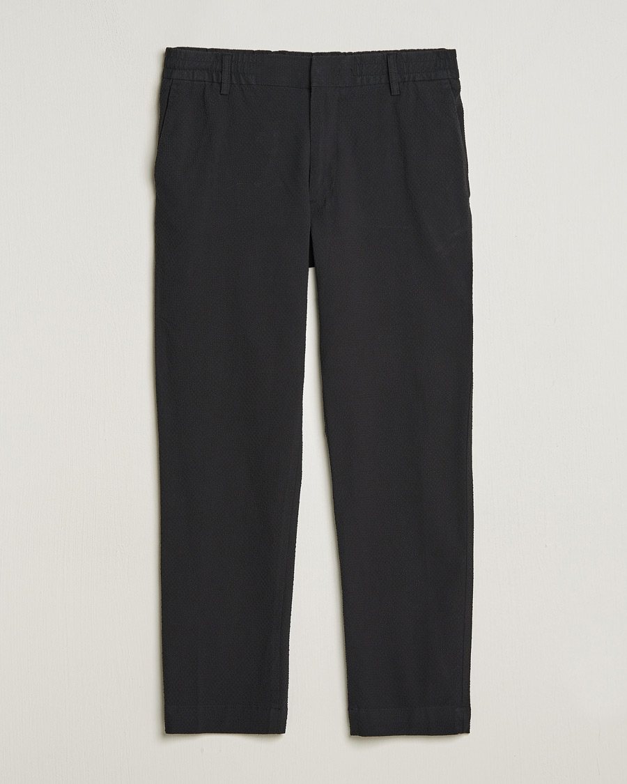 Homme | Pantalons | NN07 | Billie Seersucker Drawstring Trousers Black