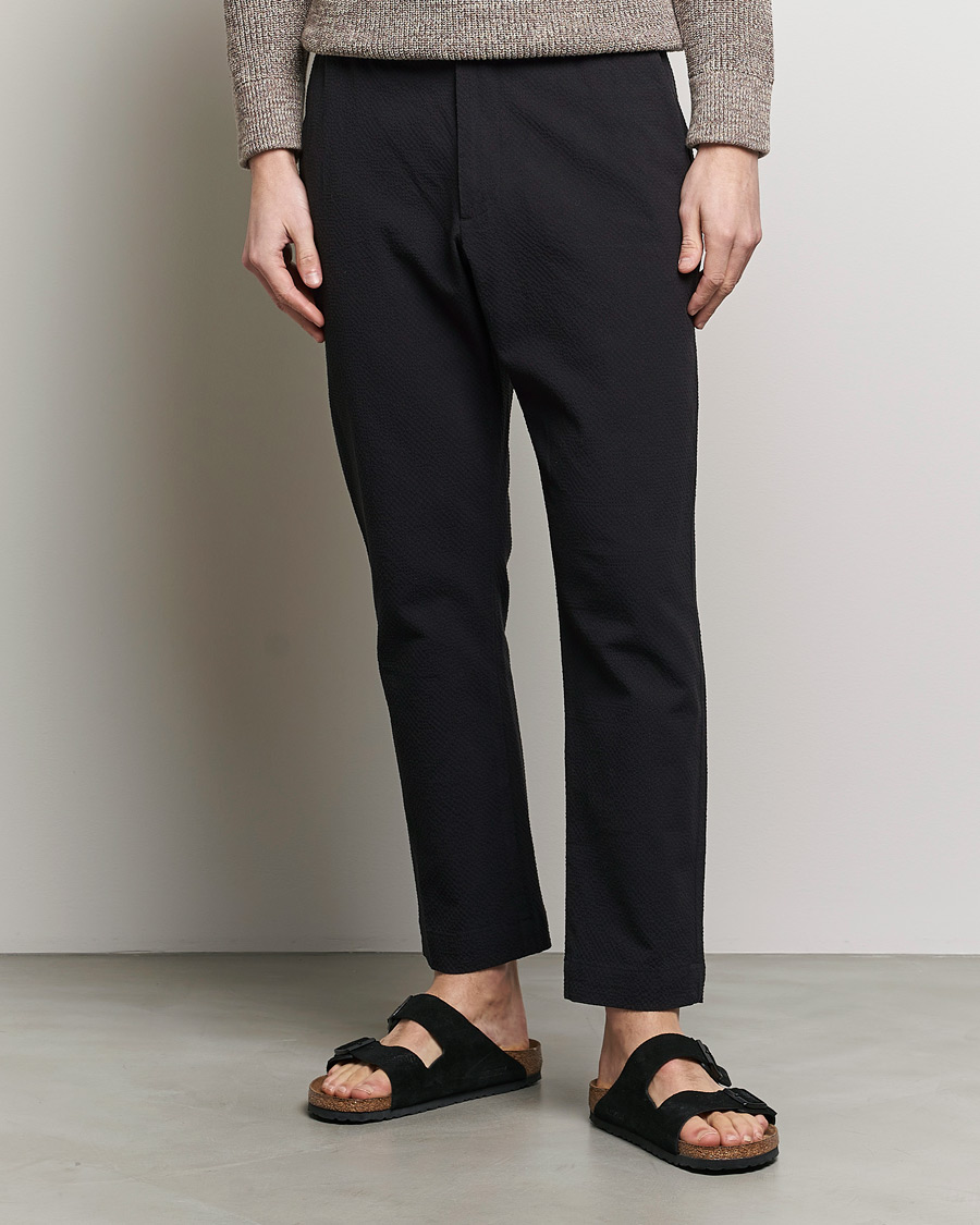 Homme | Pantalons | NN07 | Billie Seersucker Drawstring Trousers Black