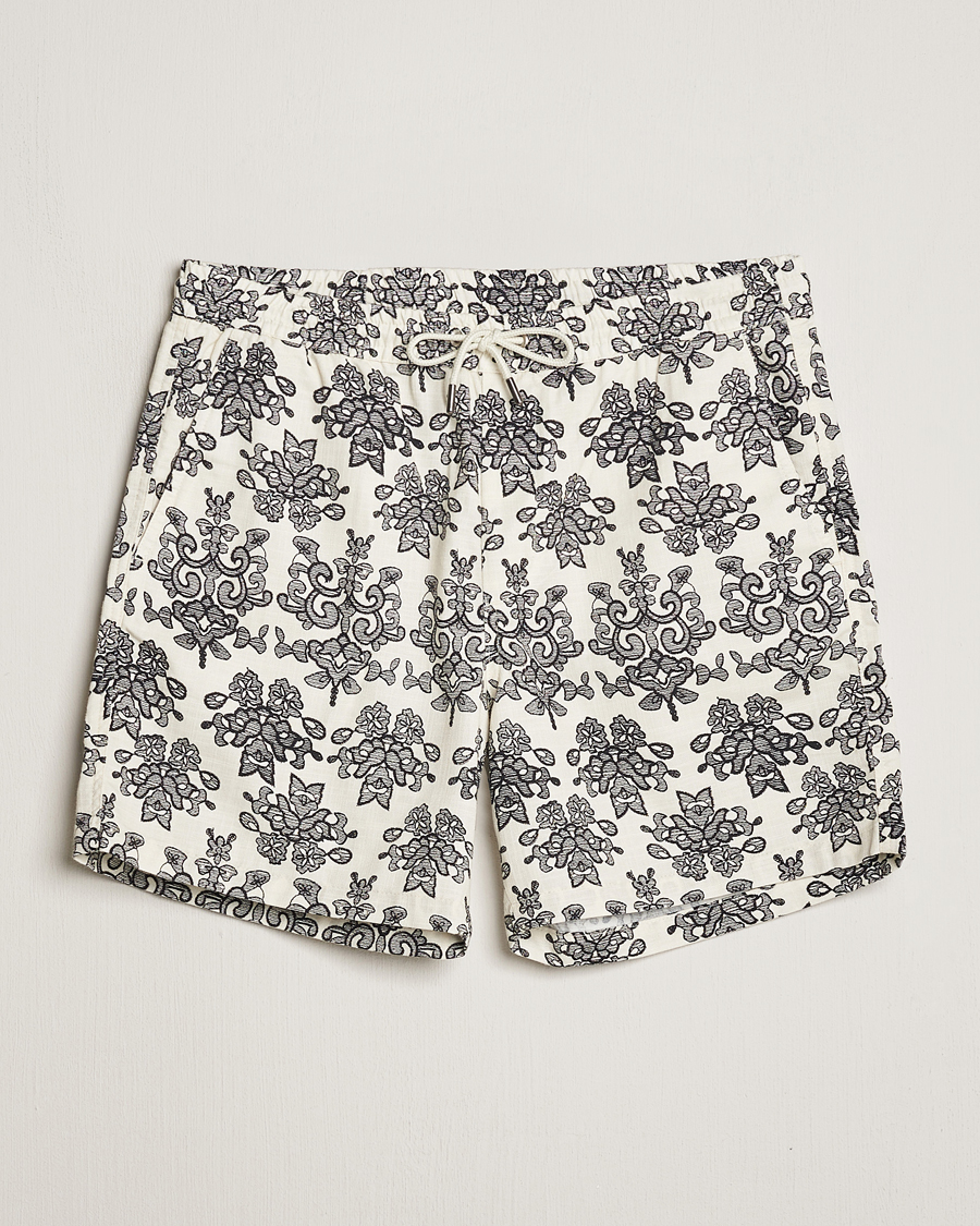 Homme | Shorts | NN07 | Gregor Printed Drawstring Shorts Off White/Black