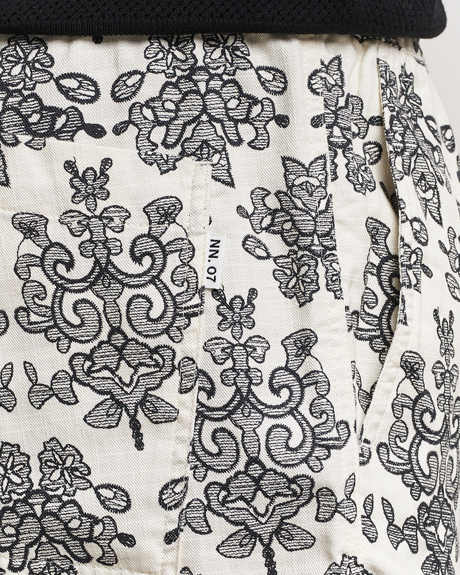 Homme | Shorts | NN07 | Gregor Printed Drawstring Shorts Off White/Black