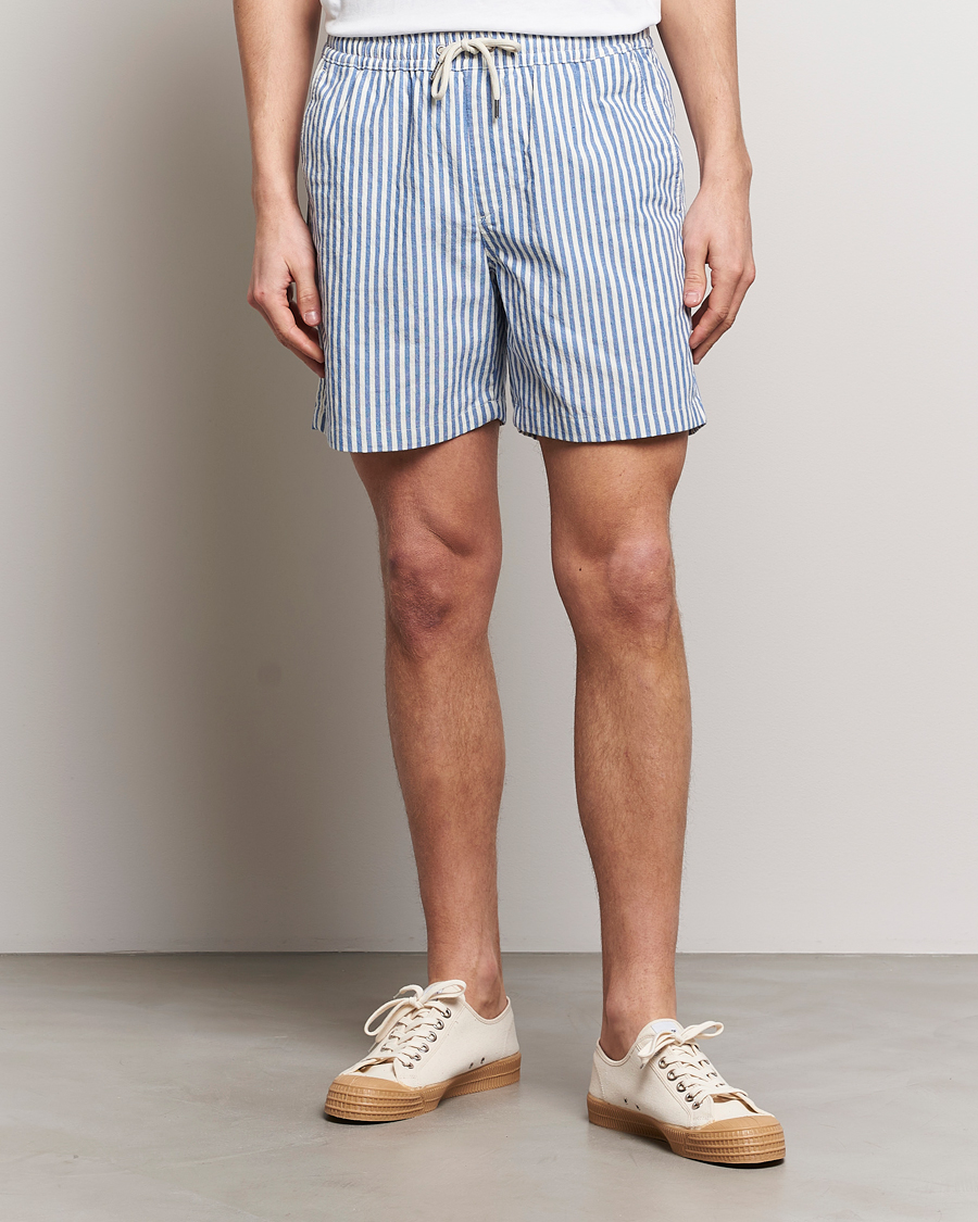 Homme | Shorts | NN07 | Gregor Striped Drawstring Shorts Blue/White