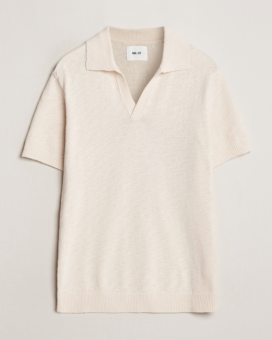 Homme | Polos | NN07 | Ryan Open Collar Knitted Polo Off White