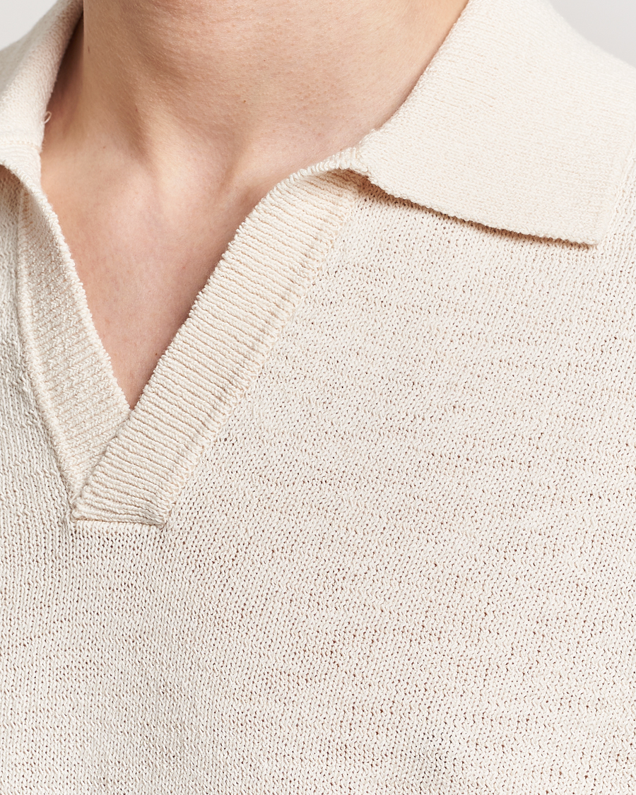 Homme | Polos | NN07 | Ryan Open Collar Knitted Polo Off White