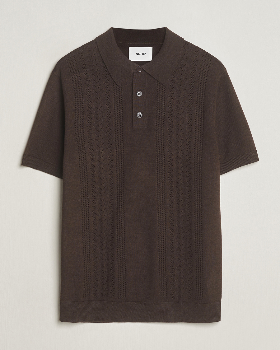 Homme | Polos | NN07 | Thor Knitted Polo Slate Brown