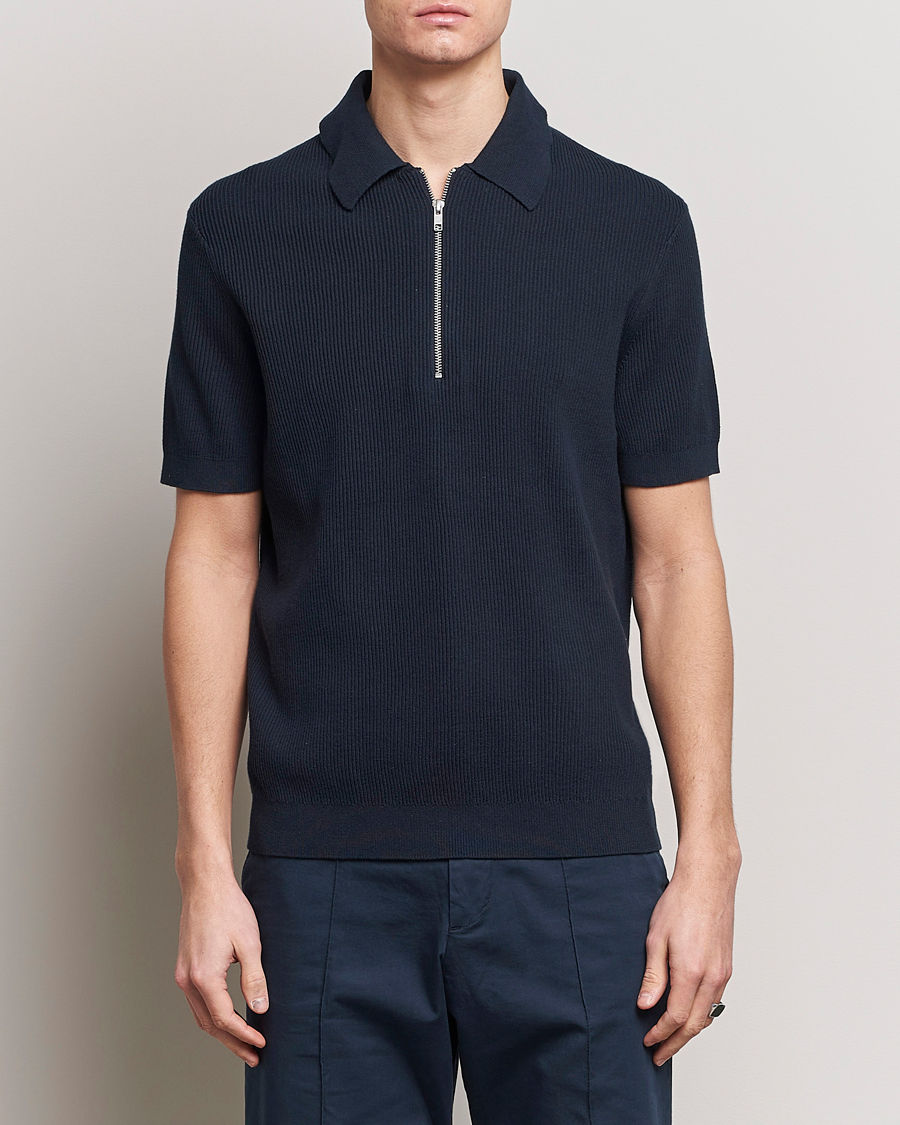 Homme | Polos | NN07 | Hansie Zip Polo Navy Blue