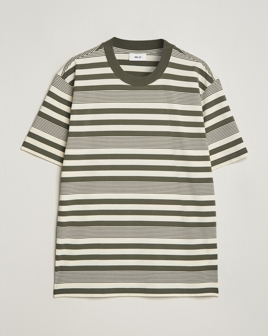 Homme | T-shirts | NN07 | Adam Striped Crew Neck T-Shirt Capers Green