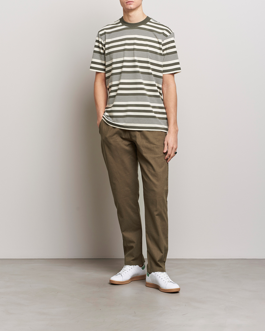 Homme | T-shirts | NN07 | Adam Striped Crew Neck T-Shirt Capers Green