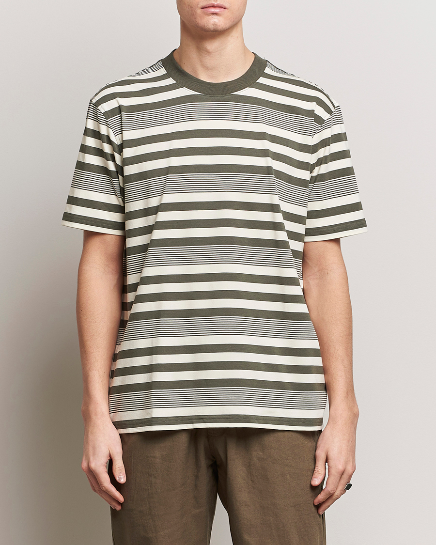 Homme |  | NN07 | Adam Striped Crew Neck T-Shirt Capers Green