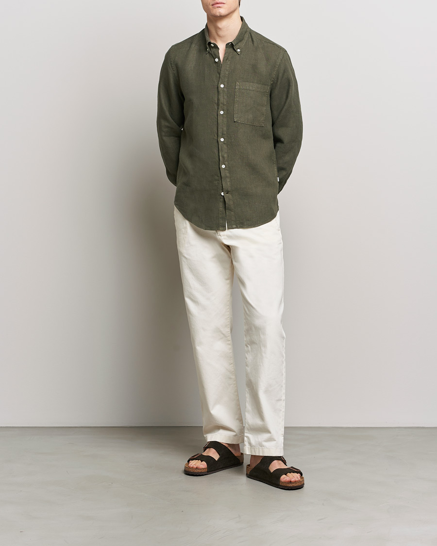 Homme | Chemises | NN07 | Arne Linen Shirt Capers Green