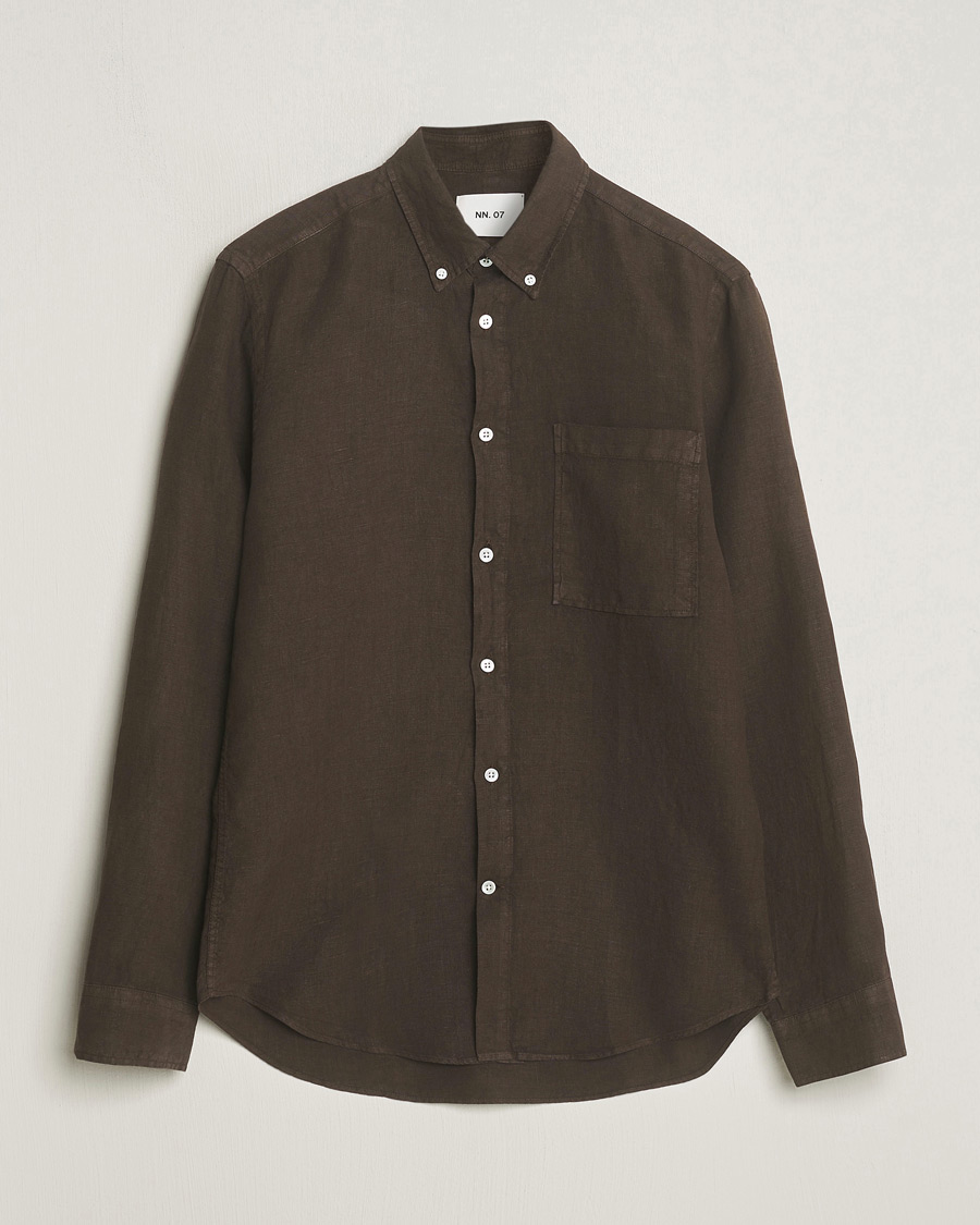 Homme | Chemises | NN07 | Arne Linen Shirt Demitasse Brown