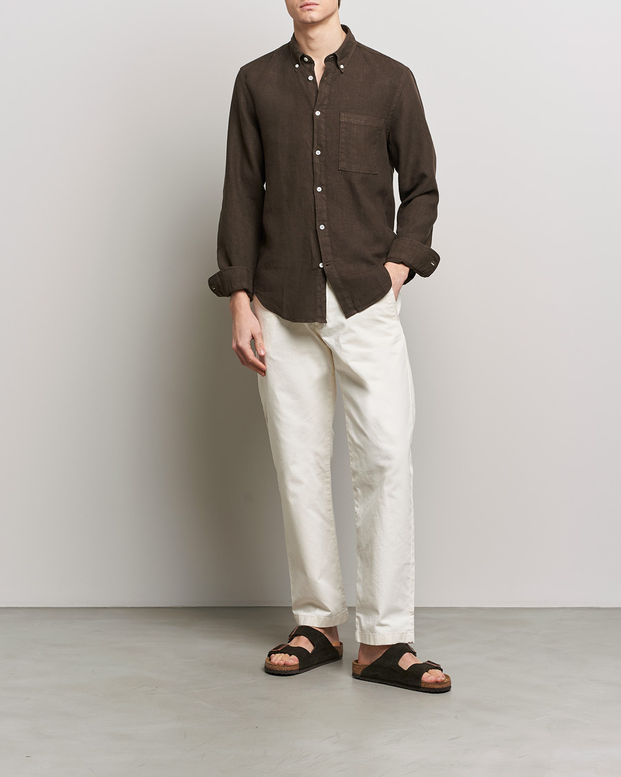 Homme | Chemises | NN07 | Arne Linen Shirt Demitasse Brown