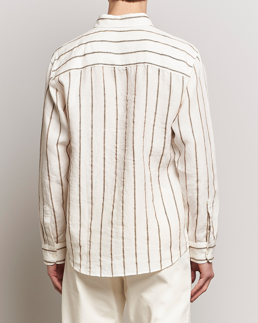 Homme | Chemises | NN07 | Quinsy Striped Linen Shirt Ecru Multi