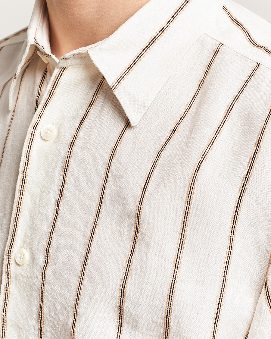 Homme | Chemises | NN07 | Quinsy Striped Linen Shirt Ecru Multi