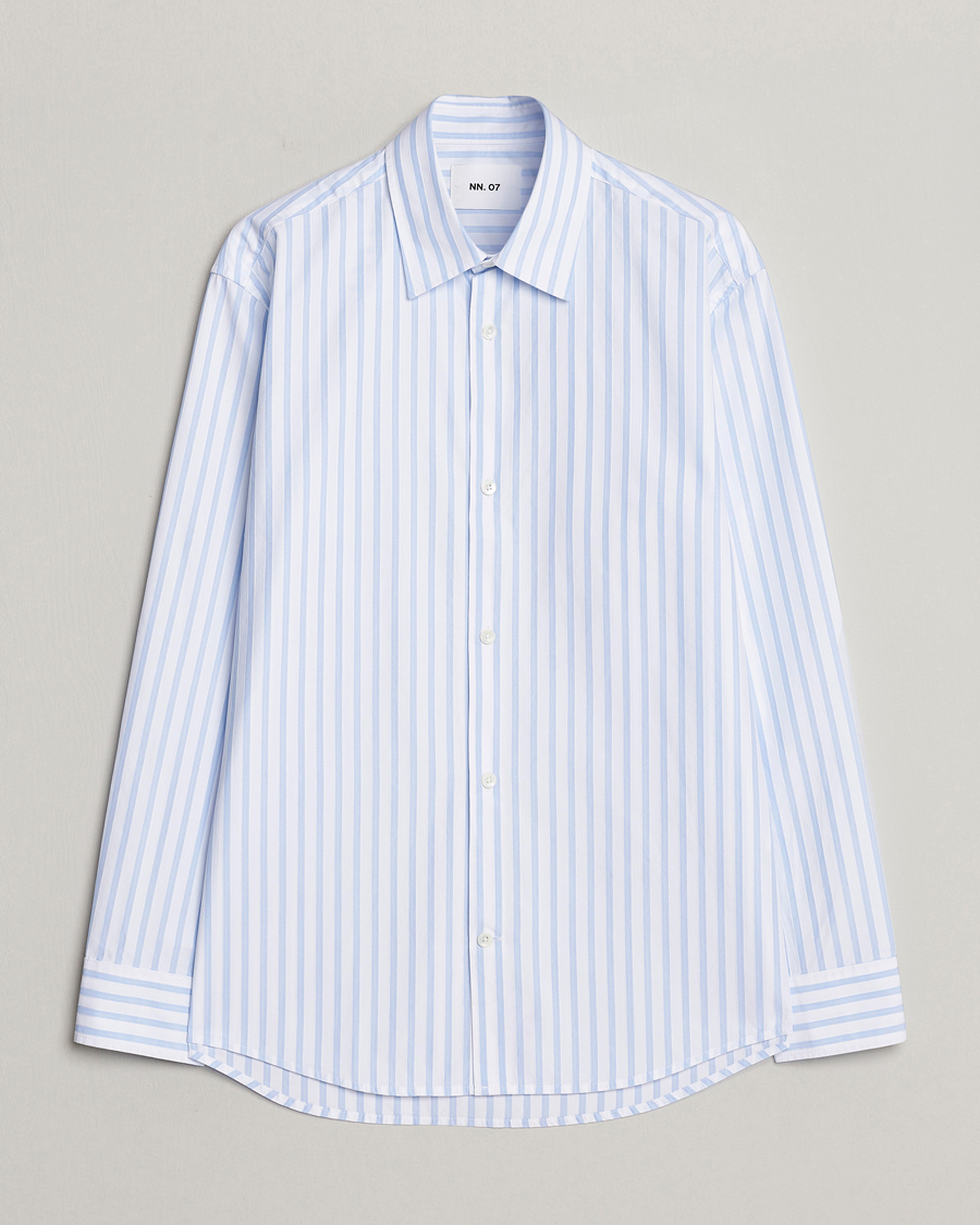 Homme | Chemises | NN07 | Freddy Poplin Striped Shirt Blue/White