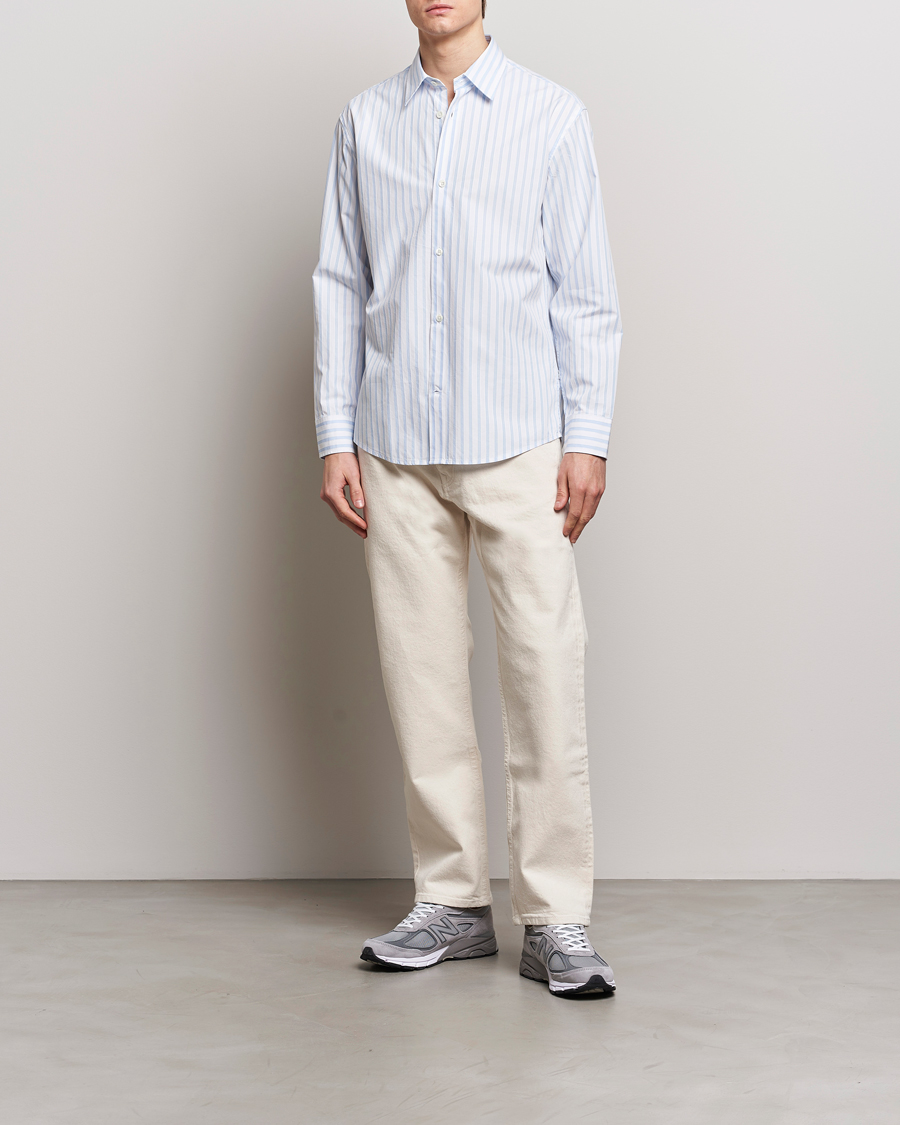 Homme | Chemises | NN07 | Freddy Poplin Striped Shirt Blue/White