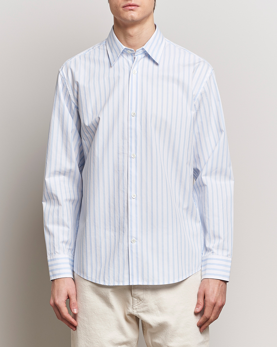 Homme | Chemises | NN07 | Freddy Poplin Striped Shirt Blue/White
