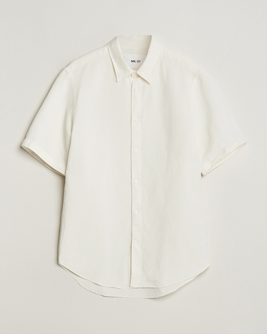 Homme | Chemises | NN07 | Arne Tencel/Linen Short Sleeve Shirt White