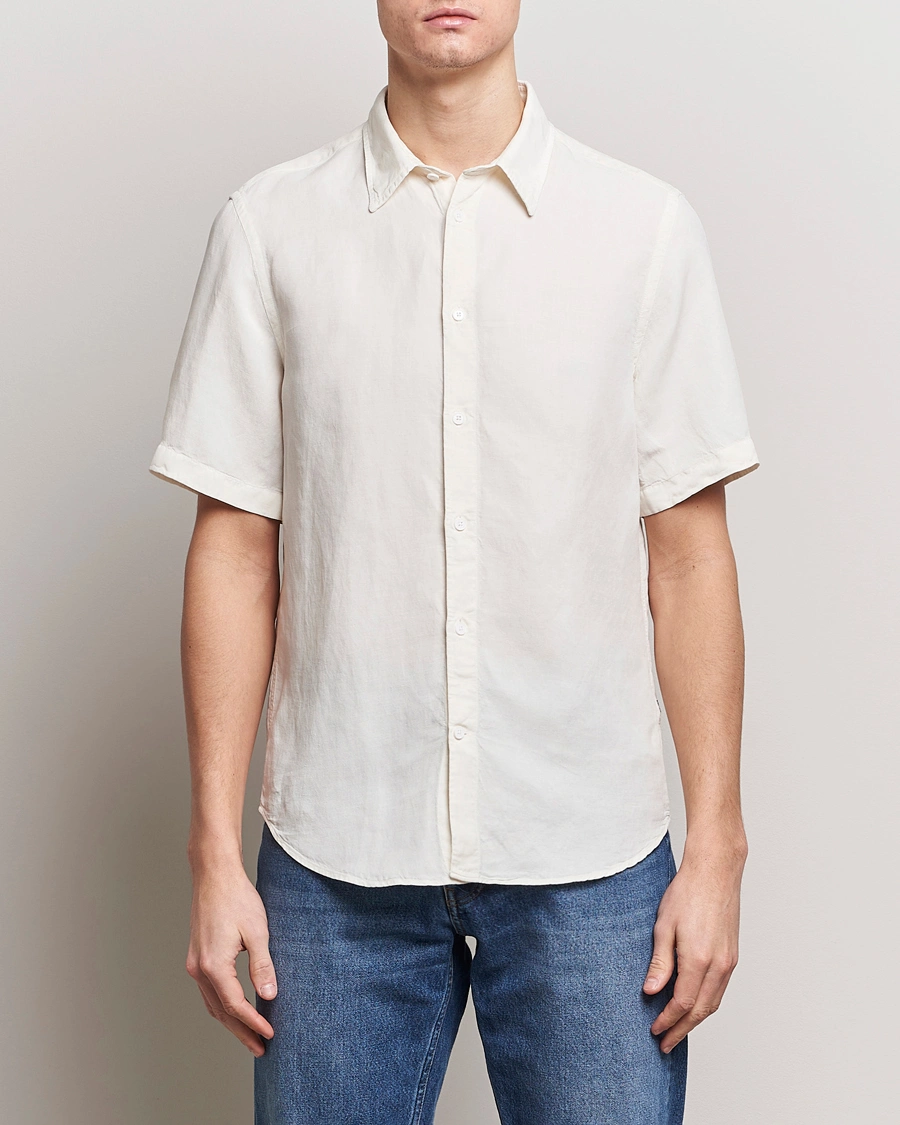 Homme | Chemises À Manches Courtes | NN07 | Arne Tencel/Linen Short Sleeve Shirt White