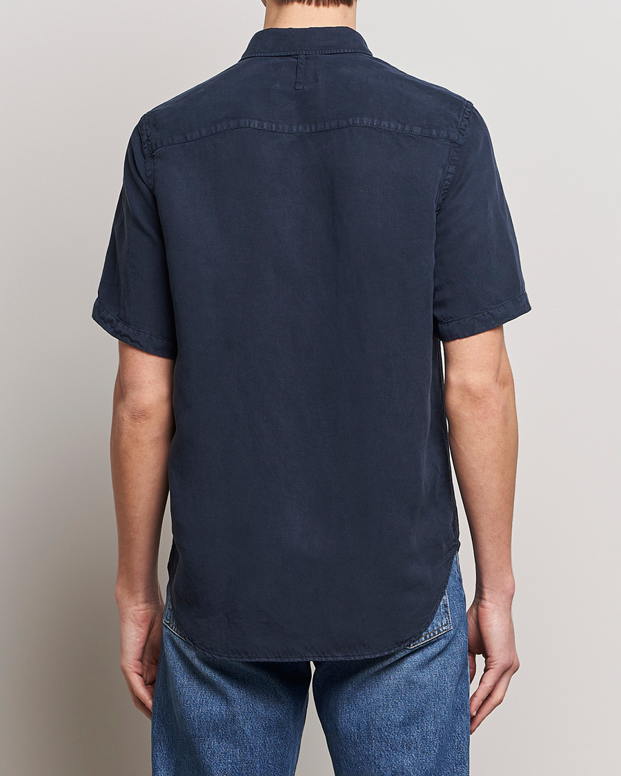 Homme | Chemises | NN07 | Arne Tencel/Linen Short Sleeve Shirt Navy Blue