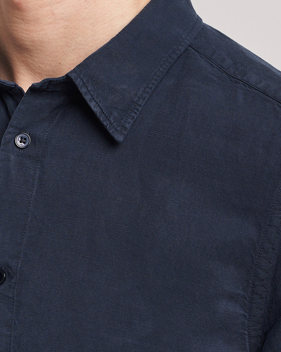 Homme | Chemises | NN07 | Arne Tencel/Linen Short Sleeve Shirt Navy Blue