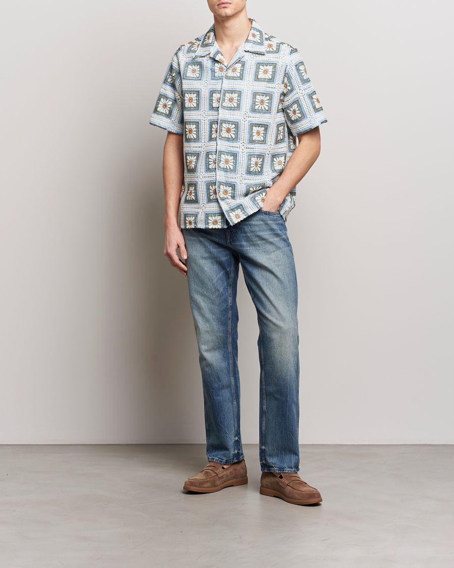 Homme | Chemises | NN07 | Julio Knitted Croche Flower Short Sleeve Shirt Multi