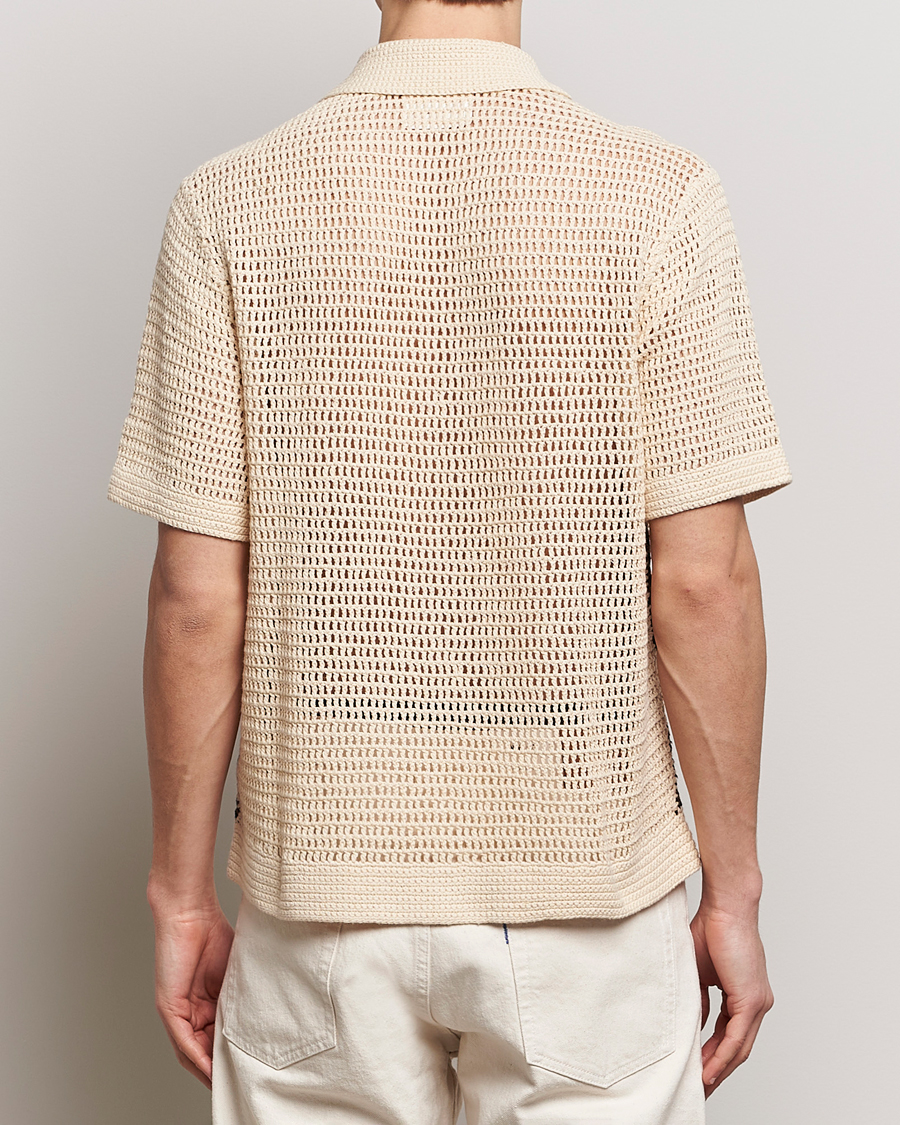 Homme | Chemises | NN07 | Nolan Croche Knitted Short Sleeve Shirt Ecru
