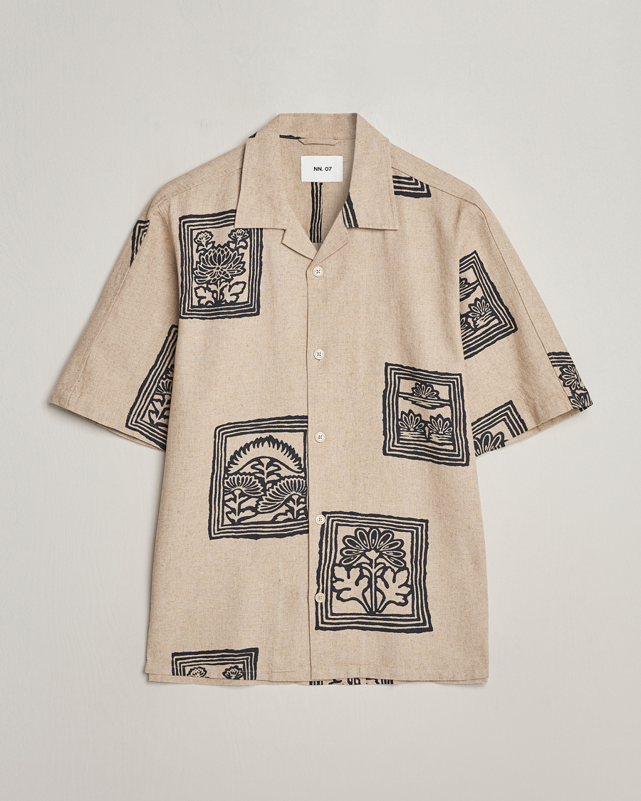 Homme | Chemises | NN07 | Ole Printed Short Sleeve Shirt Oatmeal