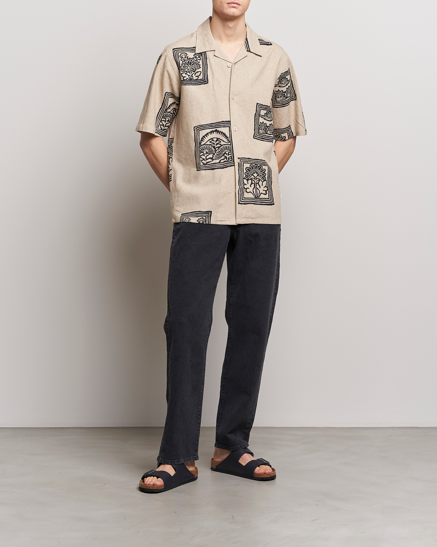 Homme | Chemises | NN07 | Ole Printed Short Sleeve Shirt Oatmeal