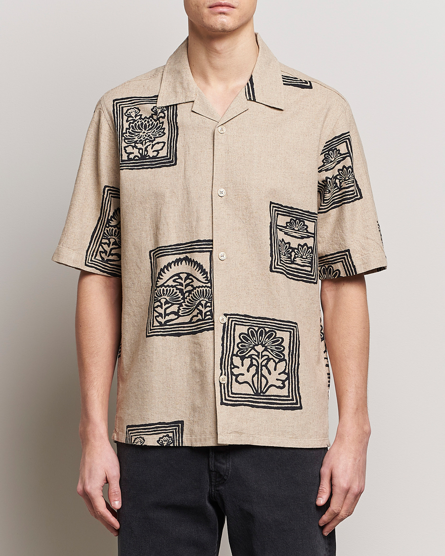 Homme | Chemises | NN07 | Ole Printed Short Sleeve Shirt Oatmeal