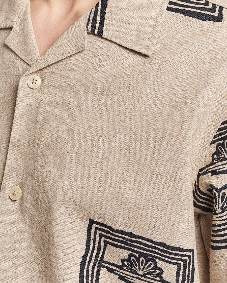 Homme | Chemises | NN07 | Ole Printed Short Sleeve Shirt Oatmeal
