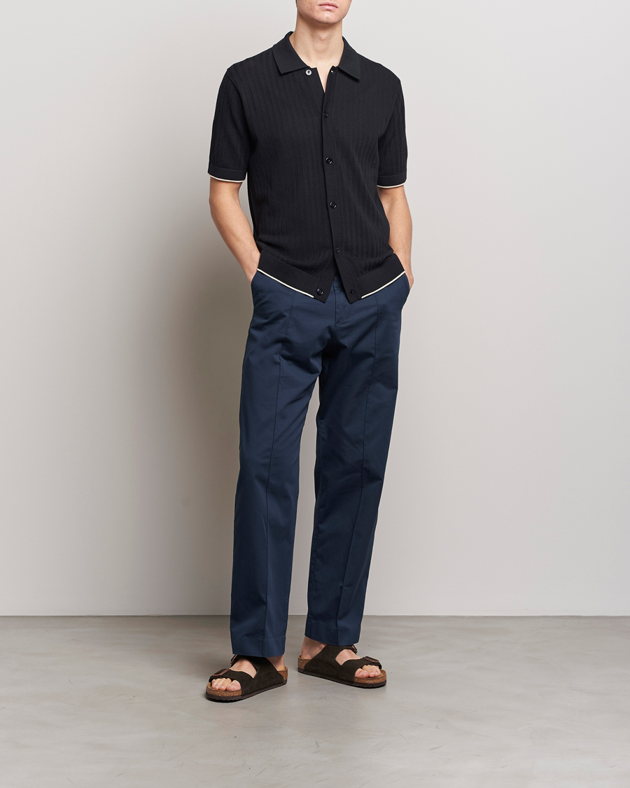 Homme | Chemises | NN07 | Nalo Structured Knitted Short Sleeve Shirt Navy Blue