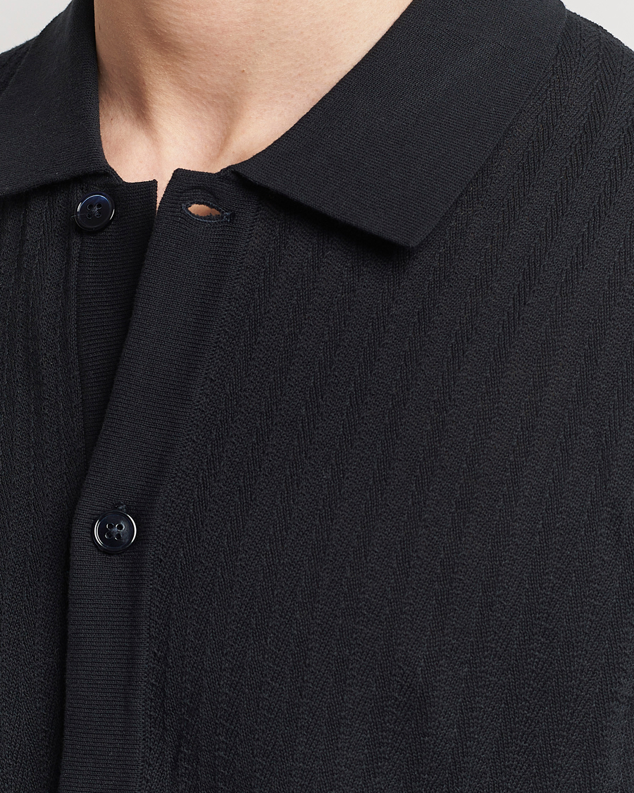 Homme | Chemises | NN07 | Nalo Structured Knitted Short Sleeve Shirt Navy Blue