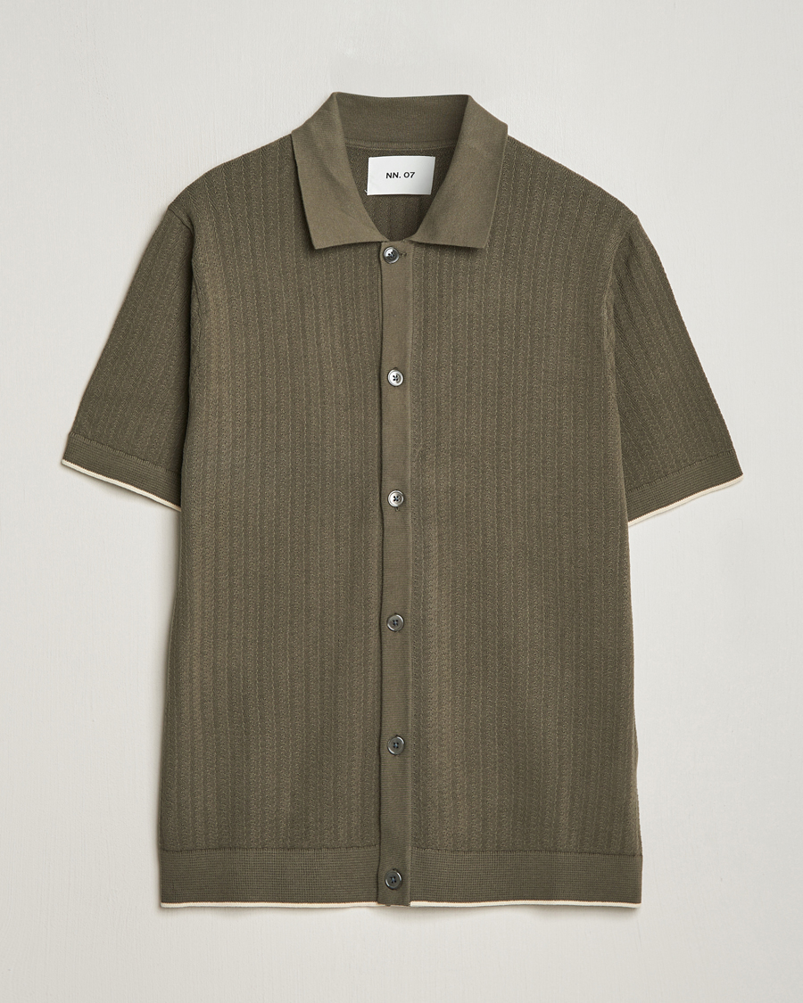 Homme | Chemises | NN07 | Nalo Structured Knitted Short Sleeve Shirt Green