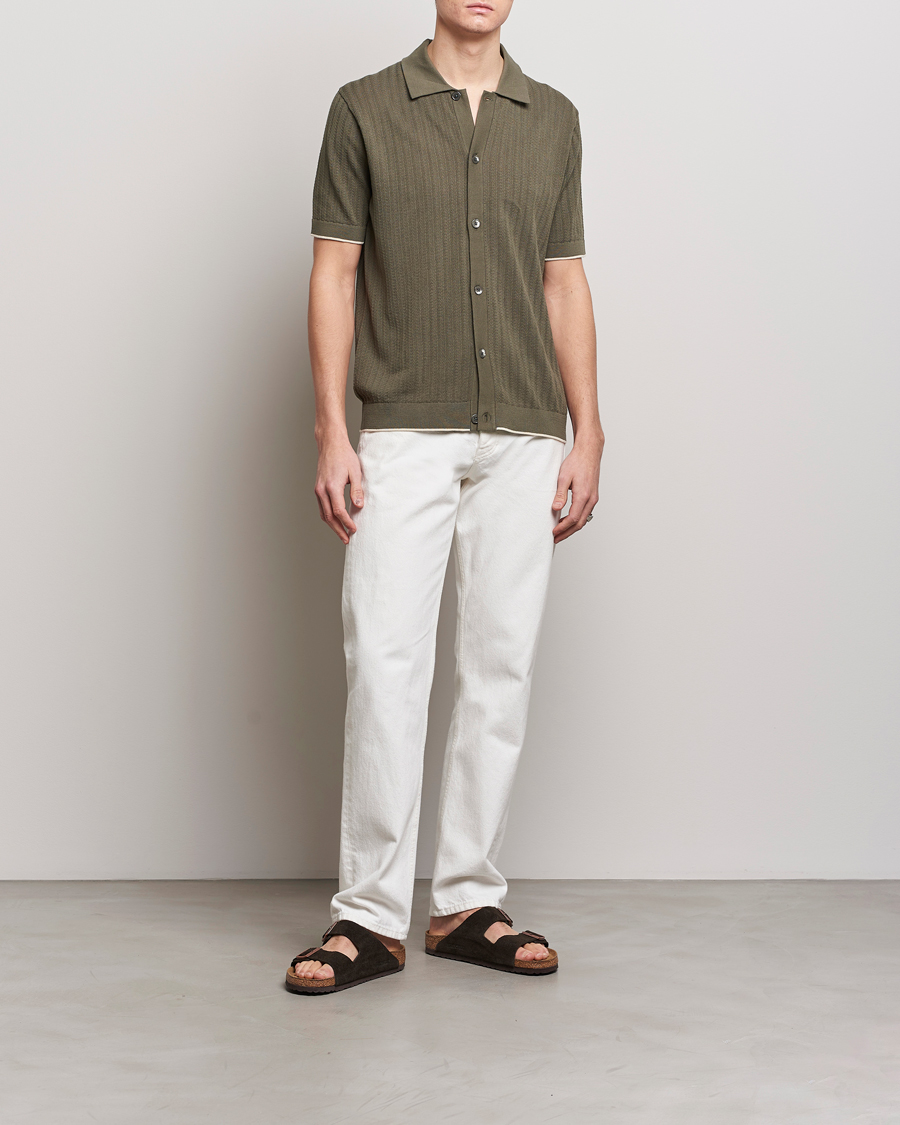 Homme | Chemises | NN07 | Nalo Structured Knitted Short Sleeve Shirt Green