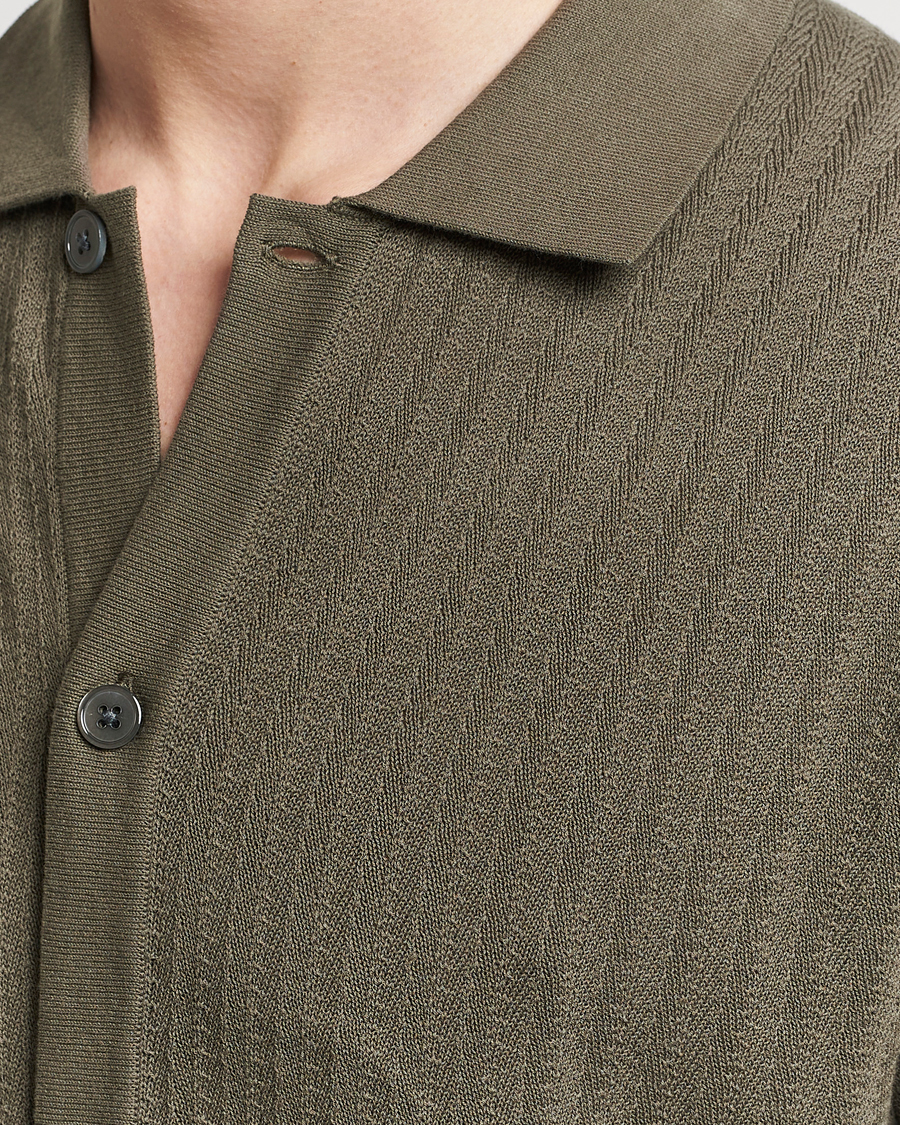 Homme | Chemises | NN07 | Nalo Structured Knitted Short Sleeve Shirt Green