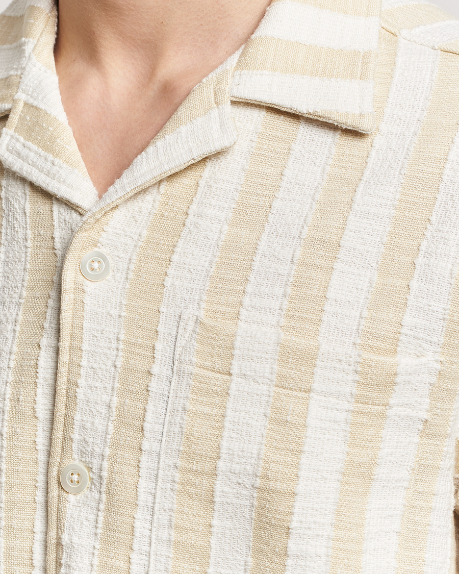 Homme | Chemises | NN07 | Julio Striped Short Sleeve Shirt Khaki/White
