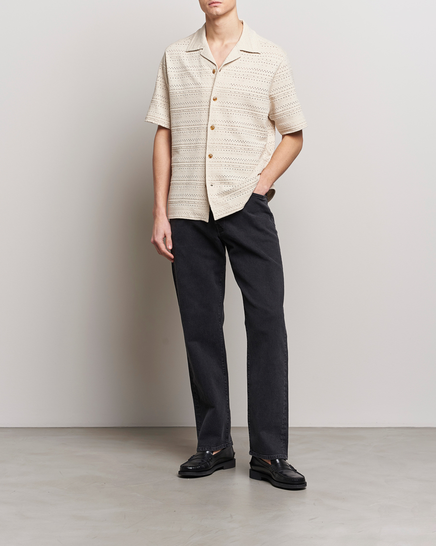 Homme | Chemises | NN07 | Julio Knitted Short Sleeve Shirt Ecru
