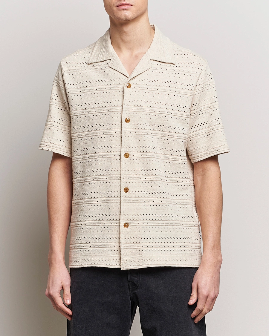 Homme | Chemises | NN07 | Julio Knitted Short Sleeve Shirt Ecru