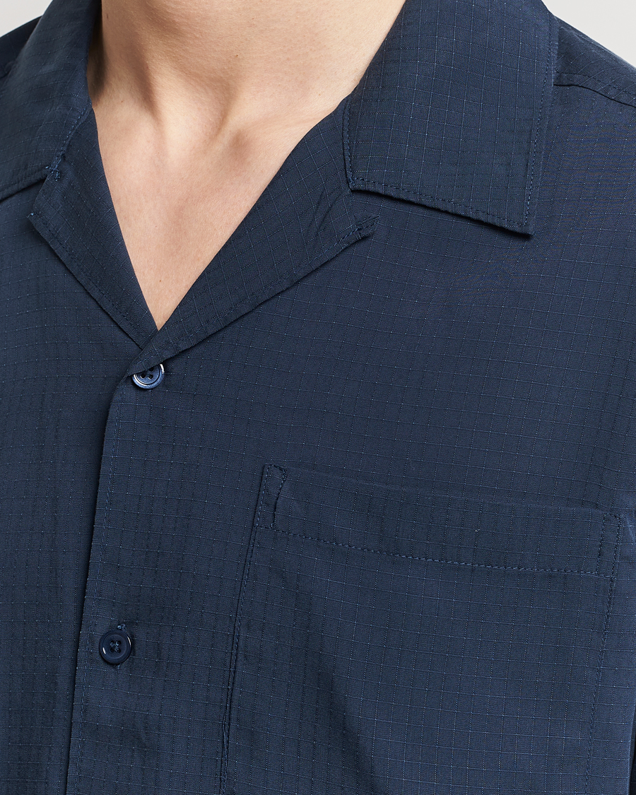 Homme | Chemises | NN07 | Julio Ripstop Short Sleeve Shirt Navy Blue