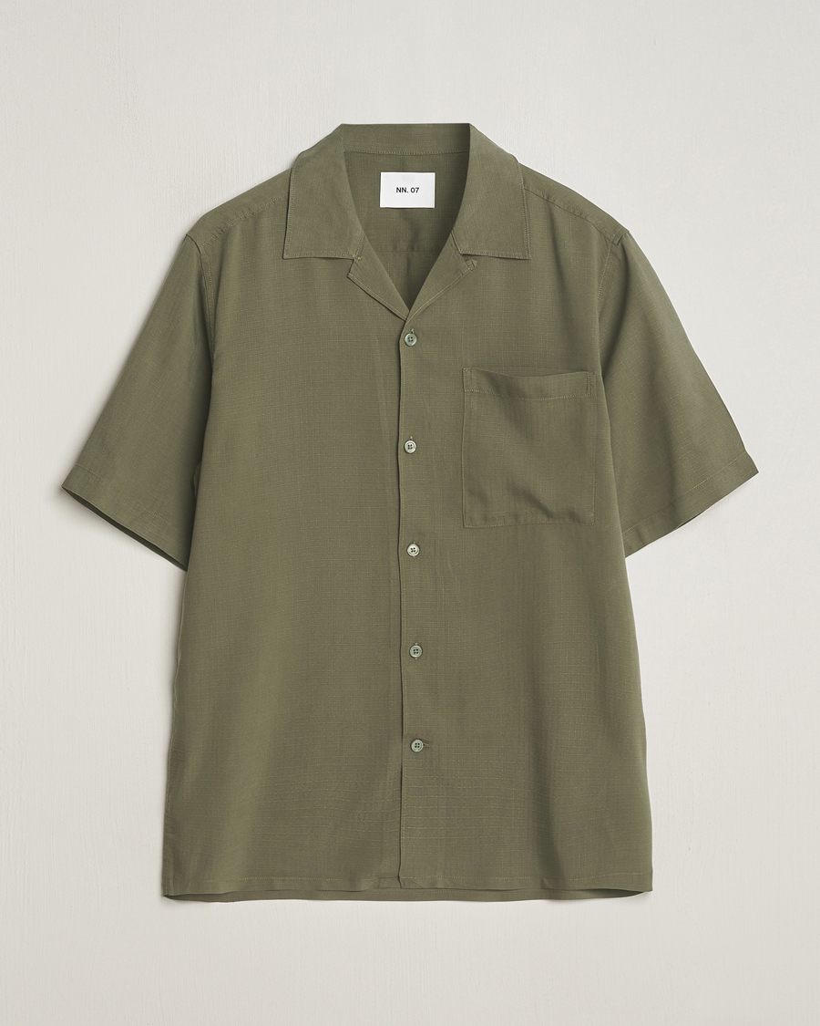 Homme | Chemises | NN07 | Julio Ripstop Short Sleeve Shirt Capers Green