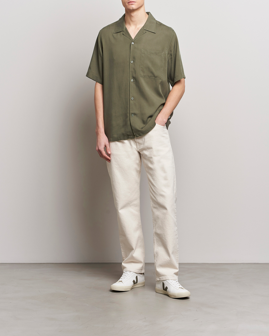 Homme | Chemises | NN07 | Julio Ripstop Short Sleeve Shirt Capers Green