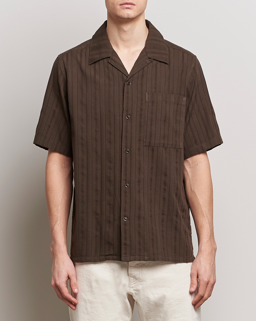Homme | Chemises À Manches Courtes | NN07 | Julio Structured Short Sleeve Shirt Demitasse Brown