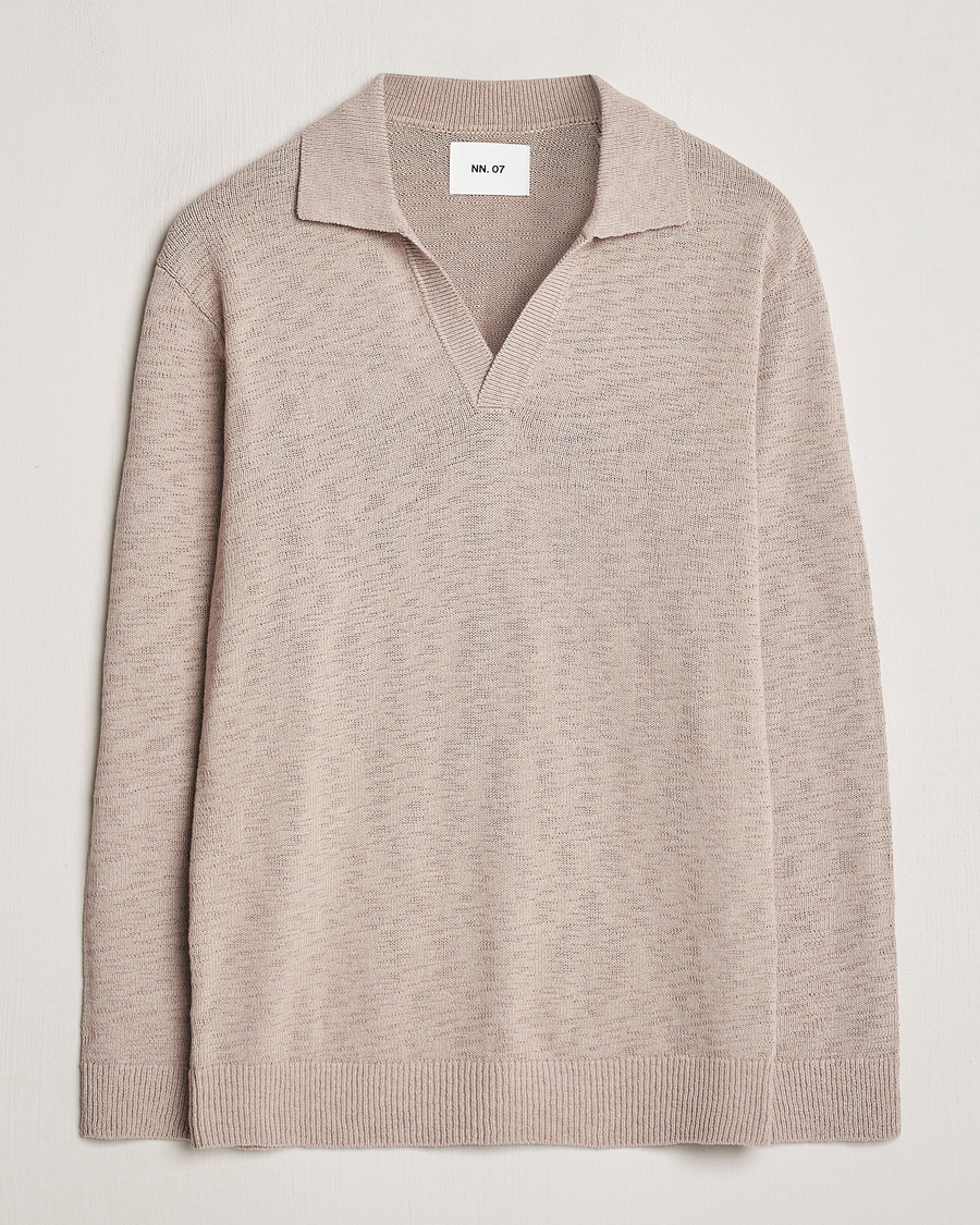 Homme | Pulls Et Tricots | NN07 | Ryan Long Sleeve Open Collar Knitted Polo Khaki Stone