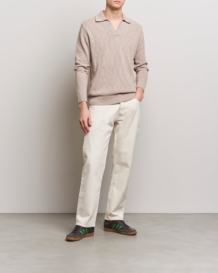 Homme | Pulls Et Tricots | NN07 | Ryan Long Sleeve Open Collar Knitted Polo Khaki Stone