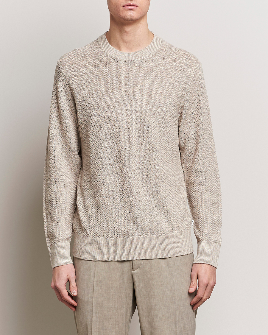 Homme |  | NN07 | Jaden Knitted Linen Crew Neck Sweater Irish Cream