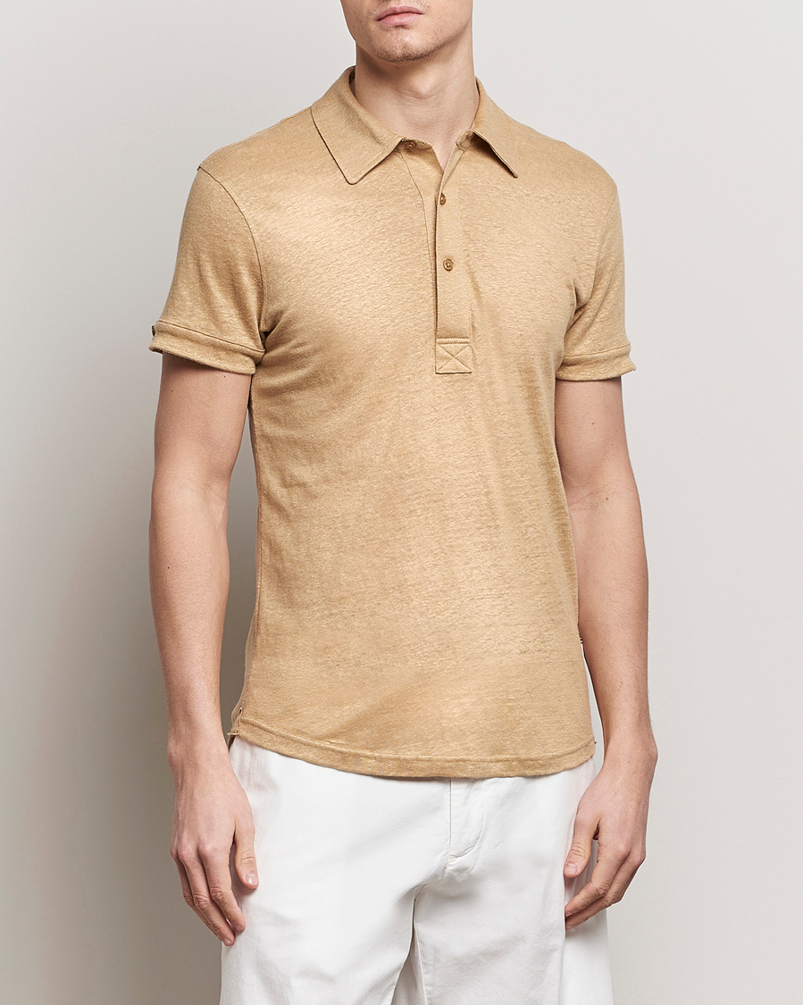 Homme | Polos À Manches Courtes | Orlebar Brown | Sebastian Linen Polo Biscuit
