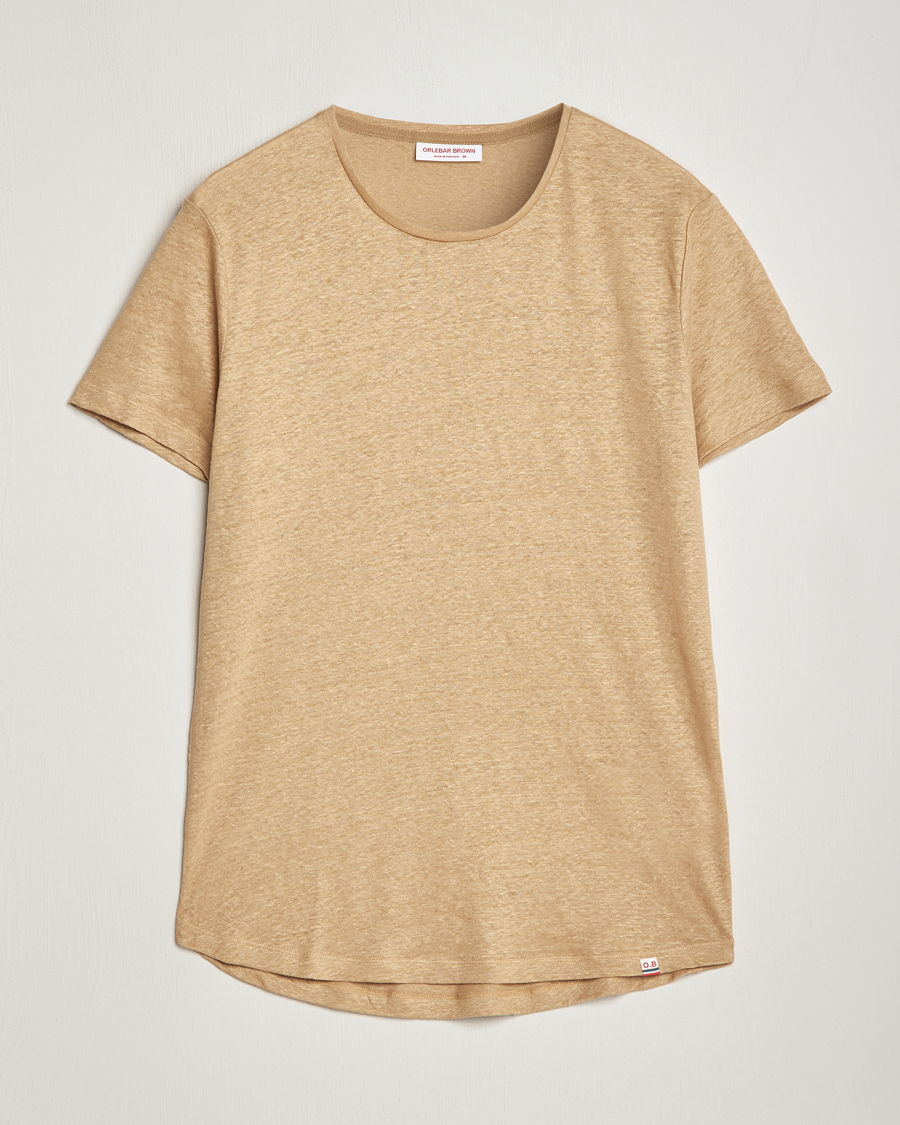 Homme | T-shirts | Orlebar Brown | OB Linen Crew Neck Tee Biscuit
