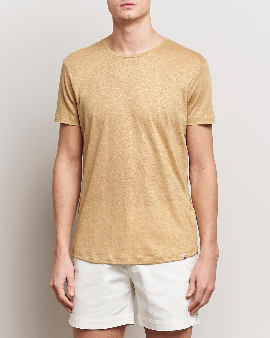 Homme | T-shirts À Manches Courtes | Orlebar Brown | OB Linen Crew Neck Tee Biscuit